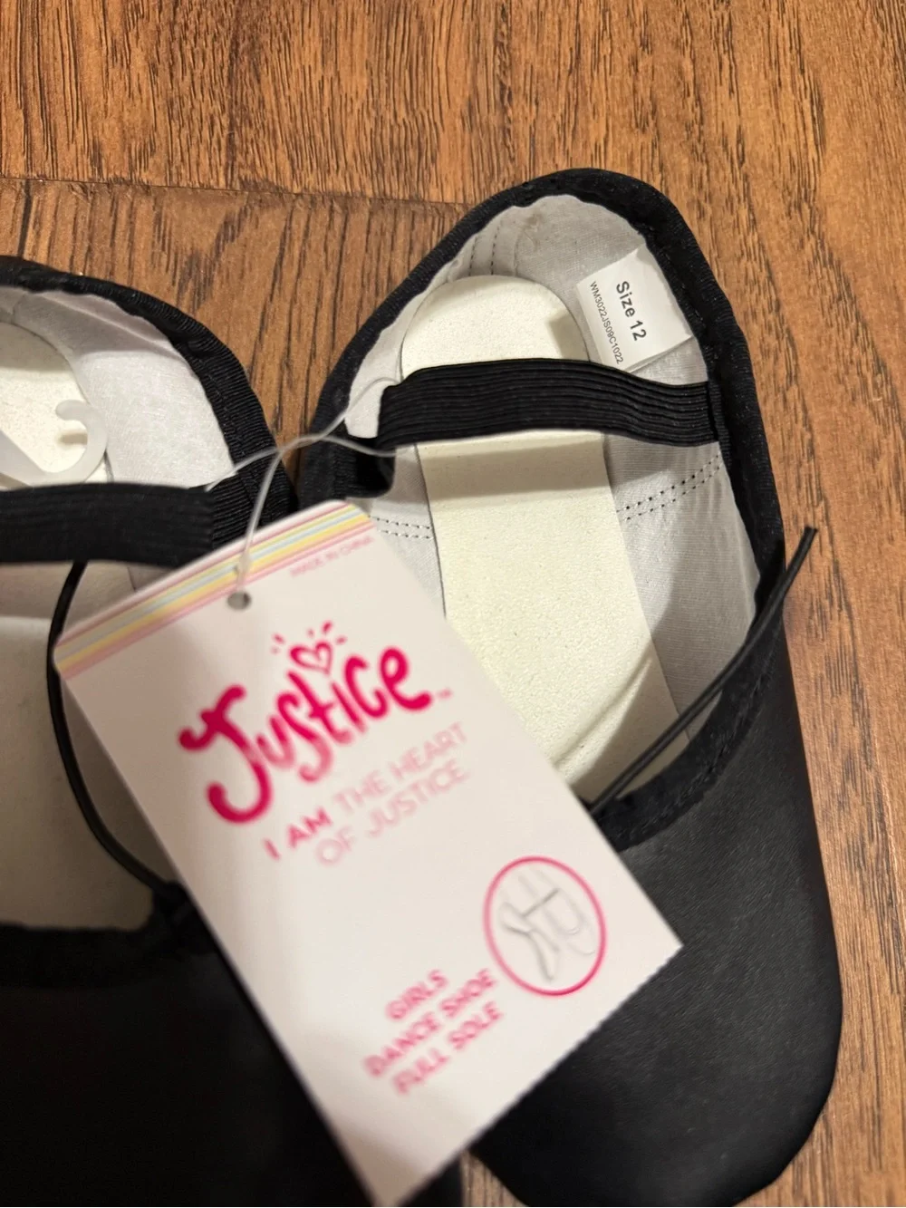 Black Ballet Flats with Strap - Girls size 12